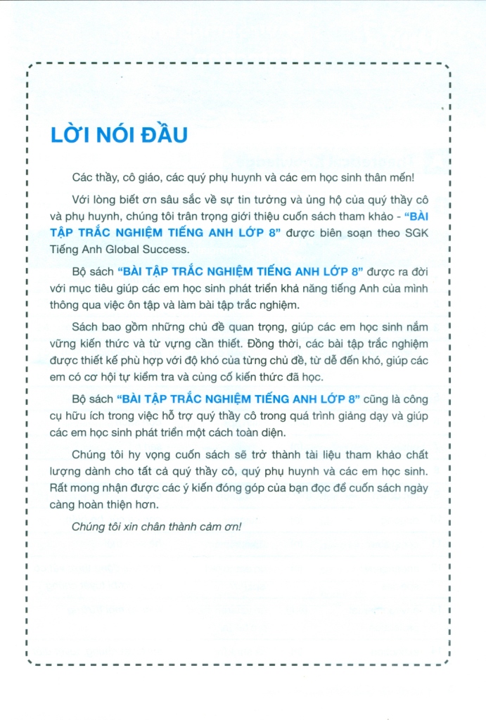BÀI TẬP TRẮC NGHIỆM TIẾNG ANH LỚP 8 - TẬP 2 (Có đáp án) - Biên soạn theo SGK Tiếng Anh Global Success